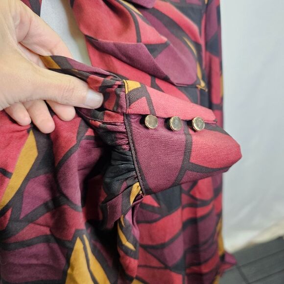 City Chic Vivian High Neck Floral Blouse Size XS/14 - Picture 7 of 12